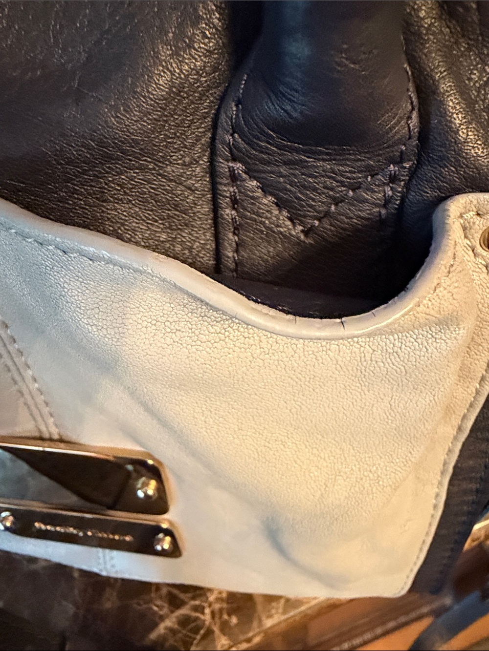 See By Chloe Authentic Nellie Color block Black, Blue & Cream Leather Satchel - Picture 13 of 16